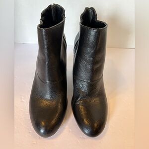 Nine West black leather ankle boots booties wedge heel size 6.5M